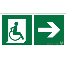 Знак безопасности BL-4020.E73"Напр. движения к эвакуац. выходу МГН направо"  a20259  Белый свет