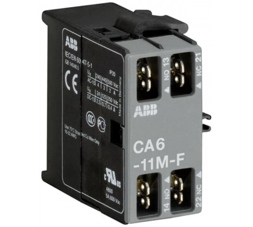 Блок контактный CA6-11N-F (1НО+1НЗ) боковой для мини-контакторов B6, B7, со штыревыми клеммами  GJL1201318R0004  ABB