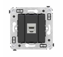 Компьютерная розетка RJ-45 без шторки в стену, кат.6 одинарная экранированная, "Avanti", "Черный матовый"  4412793  DKC