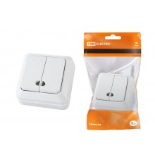 Выключатель 2-кл. открытой установки с подсветкой IP20 10А, белый "Ладога"   SQ1801-0007  TDM