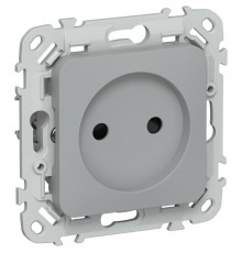 FLITE Розетка без заземления со шторками 10А РСш01-0-ФлС серый  FI-R13-10-K03  IEK