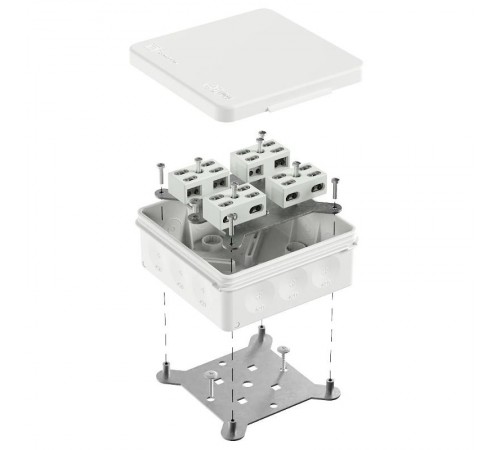 Коробка огнестойкая разветвительная для о/п двухкомпонентная 60-0303-FR6.0-4-8-Р Е15-Е60 RAL9003 100х100х40 (16 шт/кор)  60-0303-9003-FR6.0-4-8-Р  П