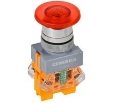 Кнопка D7-MDZS "Грибок" d=22мм 1з+1р с подсветкой и фиксацией красная  BBG50-11MDZS-3-11-K04-G  GENERICA