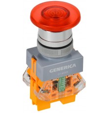 Кнопка D7-MDZS "Грибок" d=22мм 1з+1р с подсветкой и фиксацией красная  BBG50-11MDZS-3-11-K04-G  GENERICA
