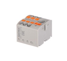 Блок распределительный, зажим push-in, 1 ввод 6 кв.мм, 6 точек подключения 2,5 кв.мм, серый  DTP1-106-104SPUG  DKC