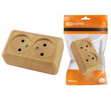 Розетка двойная 2П открытой установки IP20 10А 250В (керамика) сосна "Ладога"  SQ1801-0412  TDM