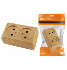 Розетка двойная 2П открытой установки IP20 10А 250В (керамика) сосна "Ладога"  SQ1801-0412  TDM