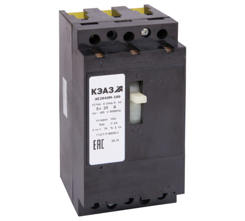 Выключатель автоматический АЕ2043М-320-20А-12Iн-400AC-НР110AC/DC-У3 272321  КЭАЗ