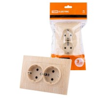 Розетка двойная 2П+З 16А 250В с защ. шт. сосна "Лама"  SQ1815-0313  TDM