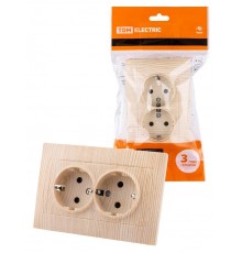 Розетка двойная 2П+З 16А 250В с защ. шт. сосна "Лама"  SQ1815-0313  TDM