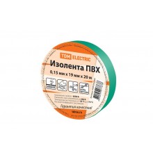 Изолента ПВХ 0,15х19мм Зеленая 20м   SQ0526-0004  TDM