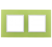 14-5102-26 Рамка на 2 поста, стекло, Эра Elegance, лайм+бел  Б0034498  ЭРА