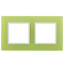 14-5102-26 Рамка на 2 поста, стекло, Эра Elegance, лайм+бел  Б0034498  ЭРА