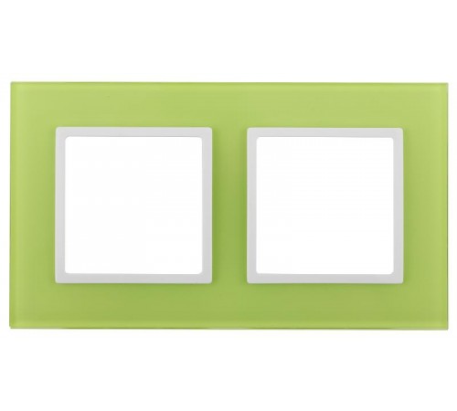 14-5102-26 Рамка на 2 поста, стекло, Эра Elegance, лайм+бел  Б0034498  ЭРА