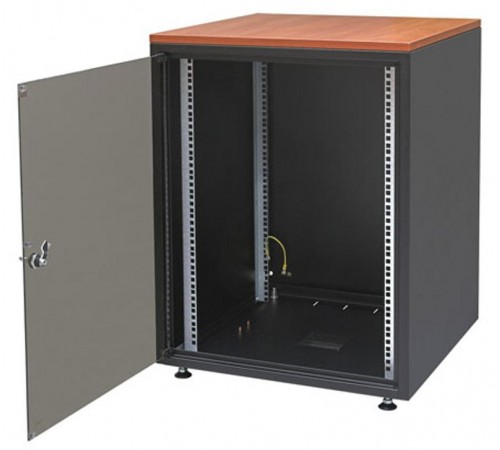Шкаф напольный WZ-4318-01-02-011 серии SJB,(19"),12U,604x600х400мм,стекл.дв.,сер.(RAL 7035),столешница Calvados,нагр.30кг собр.  36150  Zpas