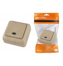 Выключатель 1-кл. открытой установки с подсветкой IP20 10А, сосна "Ладога"   SQ1801-0047  TDM