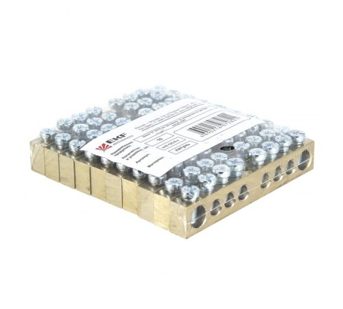 Шина "0" (8х12мм.) 125А 14 отверстий крепеж по краям латунь EKF PROxima  sn0-125-14-k  EKF