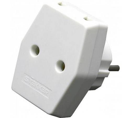 ADP10-16-20 Разветвитель сетевой компактный 3-местный б/з, 250В, 10A, белый  39006  STEKKER