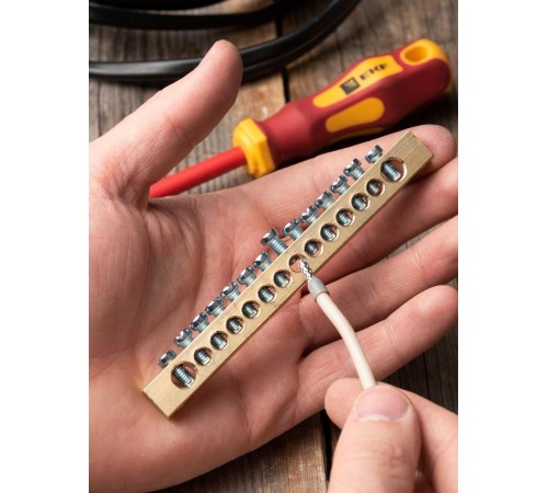 Шина "0" (8х12мм.) 125А 14 отверстий крепеж по краям латунь EKF PROxima  sn0-125-14-k  EKF