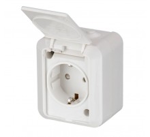 Розетка SCHUKO с заземлением, 16А / 250В, зажимные клеммы, серия Jussi, белый, наружный монтаж, IP55  20ESW   2TKA000678G1  ABB