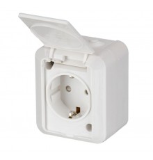 Розетка SCHUKO с заземлением, 16А / 250В, зажимные клеммы, серия Jussi, белый, наружный монтаж, IP55  20ESW   2TKA000678G1  ABB