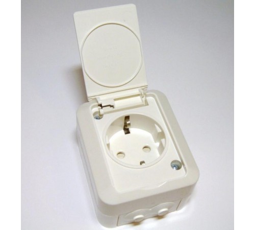 Розетка SCHUKO с заземлением, 16А / 250В, зажимные клеммы, серия Jussi, белый, наружный монтаж, IP55  20ESW   2TKA000678G1  ABB