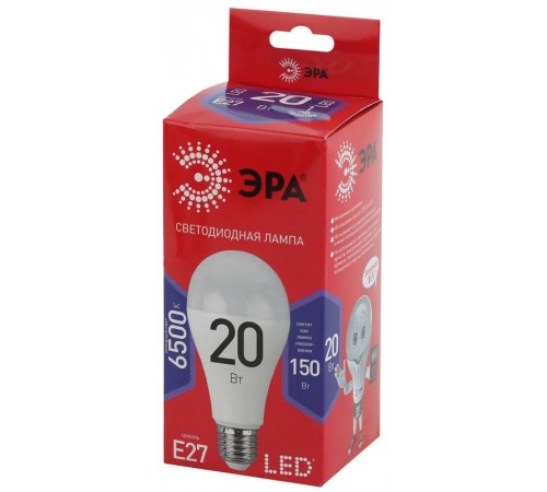 Лампа светодиодная ЭКО LED A65-20W-865-E27 R (диод, груша, 20Вт, хол, E27)  Б0045326  ЭРА
