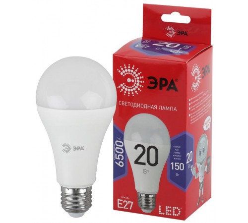 Лампа светодиодная ЭКО LED A65-20W-865-E27 R (диод, груша, 20Вт, хол, E27)  Б0045326  ЭРА