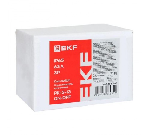 Переключатель кулачковый ПК-2-13 63А 3P "ВКЛ-ВЫКЛ" IP65  pk-2-13-63-65  EKF