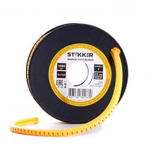 Кабель-маркер "1" для провода сеч.2,5мм , желтый (1000шт в упак)  39098  STEKKER