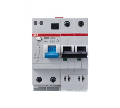 Автоматический выключатель дифференциального тока DS202 2п 20А C 30мА тип AC (4 мод)  2CSR252001R1204  ABB