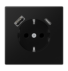 Розетка SCHUKO® с USB-зарядным устройством, тип A + тип С; термопласт; черный матовый LS1520-15CASWM Jung