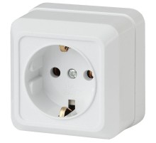 2-202-01 Intro Розетка 2P+E Schuko, 16А-250В, IP20, ОУ, Quadro, белый  Б0027649  Intro