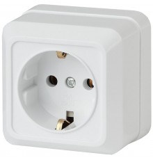 2-202-01 Intro Розетка 2P+E Schuko, 16А-250В, IP20, ОУ, Quadro, белый  Б0027649  Intro