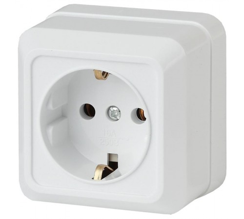 2-202-01 Intro Розетка 2P+E Schuko, 16А-250В, IP20, ОУ, Quadro, белый  Б0027649  Intro