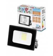 Прожектор СДО-05-020 20 Вт, 1600 лм, 6500 К, 220-240 В, IP65, черный, Народный  SQ0336-0301  TDM