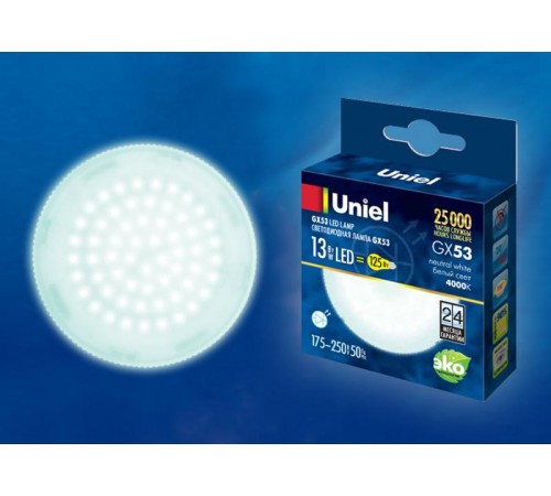 Лампа светодиодная LED-GX53-13W/NW/GX53/FR PLZ01WH LED, матовая. 4000K  UL-00003723  Uniel