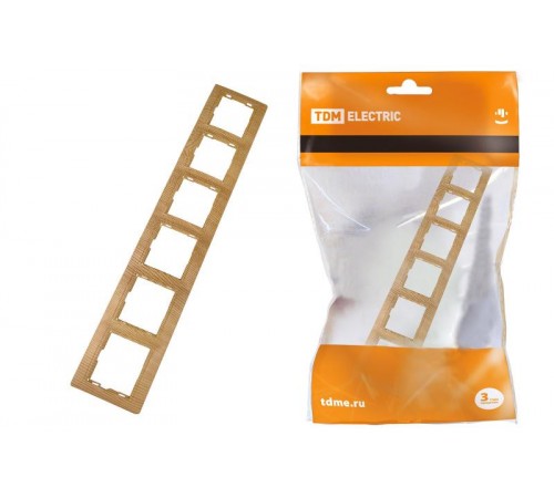 Рамка 6 постовая горизонтальная "ЭКО" (сосна) "Таймыр"  SQ1814-0234  TDM