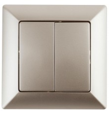 Выключатель Intro Solo 4-104-04 двухклавишный 10А-250В, IP20, СУ, шампань  Б0053588  Intro