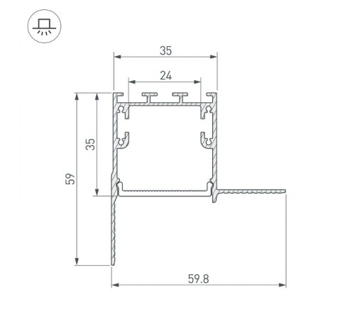 Профиль с экраном SL-LINIA32-FANTOM-EDGE-2500 ANOD+FROST (Arlight, Алюминий)  031375  Arlight