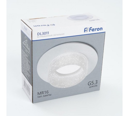 Светильник точечный встраиваемый декоративный DL3011 MR16 50W G5.3 "круг", белый  41414  Feron