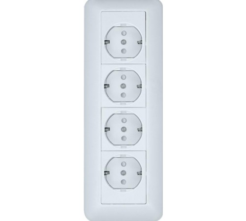 Blanca Белый О/У Розетка 4-я с заземлением с защитными шторками 16А, монтажная пластина (в сборе) (индивидуальная упаковка)  RA16-411M-BI  SE