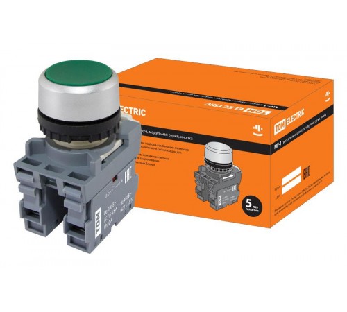 Кнопка MP1-20G в сборе d22мм 1з+1р зеленая  SQ0747-0002  TDM