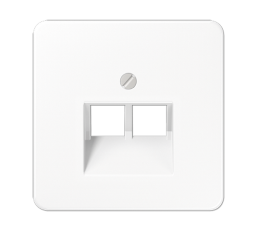 Крышка для двойных телефонных и компьютерных розеток (UAE), фиксация винтом; термопласт; белый; CD500  CD569-2UAWW  Jung