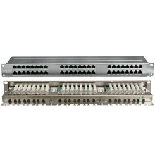 PPHD-19-48-8P8C-C5E-SH-110D Патч-панель высокой плотности 19", 1U, 48 портов RJ-45, полный экран, категория 5E, Dual IDC  420641  Hyperline
