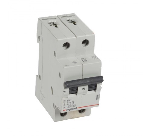 Выключатель автоматический двухполюсный RX3 4500 10А C 4,5кА  419695  Legrand