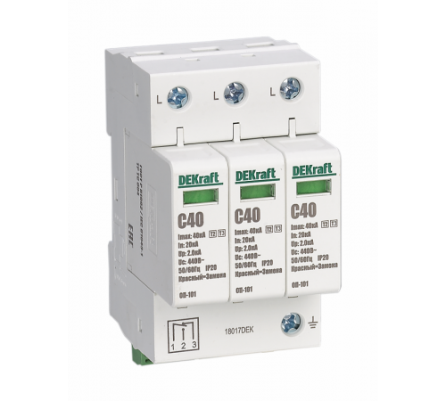 Ограничитель перенапряжений 4P 40кА C 420В ОП-101  18018DEK  DEKraft