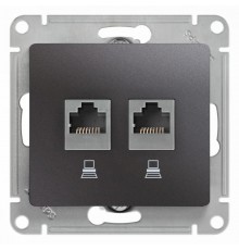 Glossa Графит Розетка 2-ая компьютерная RJ45+RJ45, кат.5E  GSL001385KK  SE