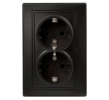 1-205-05 Intro Розетка 2X2P+E Schuko, 16А-250В, IP20, СУ, Plano, антрацит  Б0044570  Intro