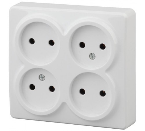 Розетка 11-2210-01  4х2P, 16АХ-250В, ОУ, Эксперт, Белый Б0020706  ЭРА